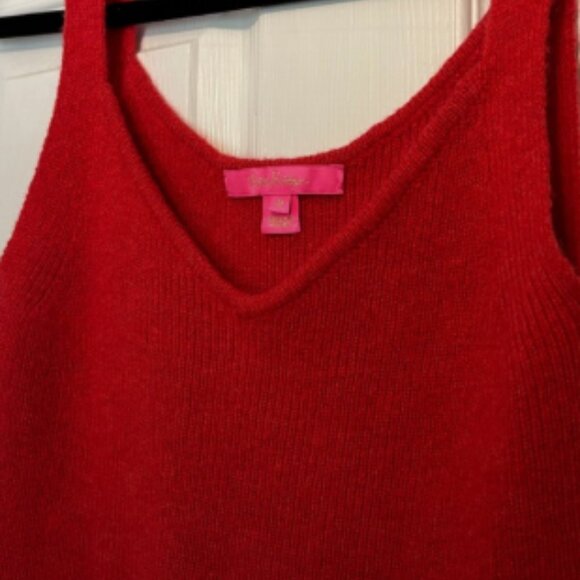 Lilly Pulitzer Leonette Cardigan SET Knit Amaryllis Red Wool Blend size M - Picture 7 of 8
